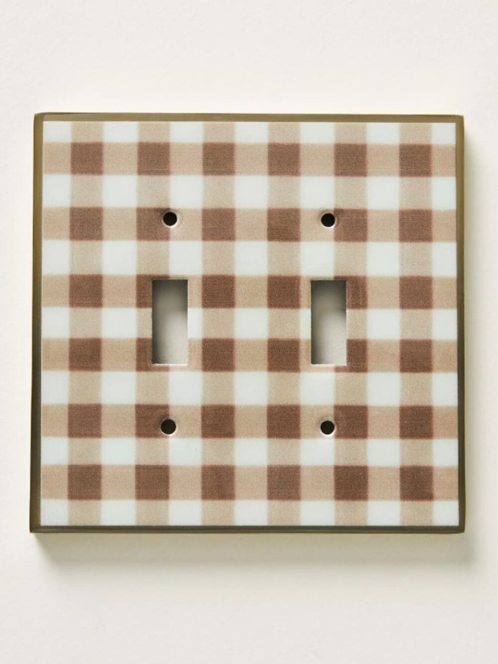 New! Anthropologie McKay Patterned Switch Plate Double Toggle in Sand Gingham